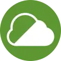 White cloud symbol on a light green circle