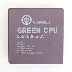 A UMC U5S rated for 33 MHz with "Not for U.S. sale or import" on its silkscreen.