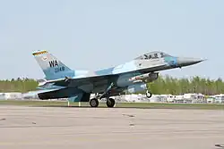 USAF 64th Aggressors F-16C gets airborne from CFB Cold Lake