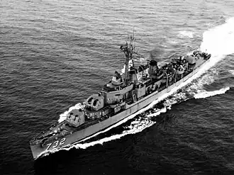 USS Hyman (DD-732) underway in the early 1950s