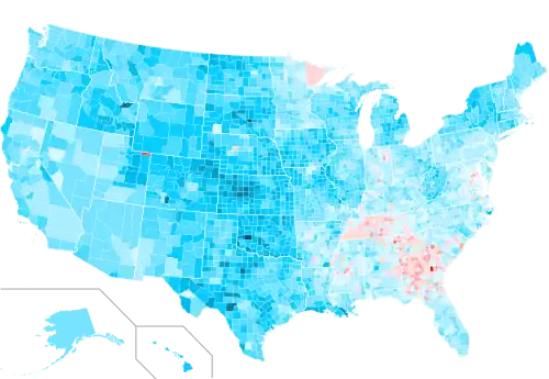 County swing from 1984 to 1988