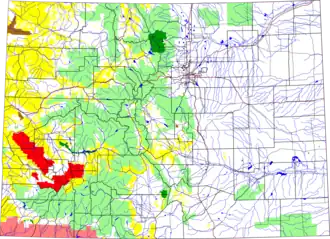 Colorado with Uncompahgre National Forest in red