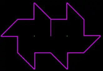 An Unilluminable room with 20 sides, 1996. A video showing the path of a billiard ball in this room.