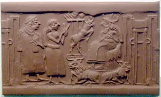 Image 21Domesticated animals on a Sumerian cylinder seal, 2500 BC (from History of agriculture)