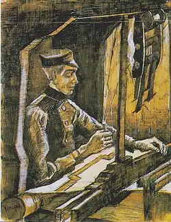Loom With Weaver also Weaver at the Loom, drawing, 1884, Kröller-Müller Museum, Otterlo, Netherlands (F1122)