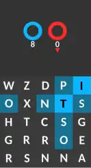 The initial state of a five-by-five board with twenty-five letters, eight of which are highlighted in blue.