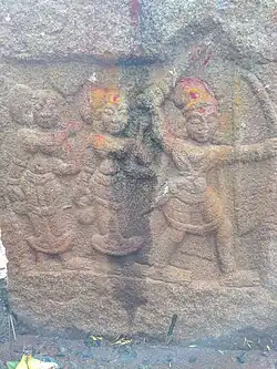 Veeramasti Memorial Stone dating to c.15-16th Century at Harohalli