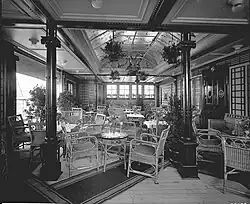 The ship's Verandah Café, located on the boat deck, c. 1927