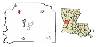 Location of Anacoco in Vernon Parish, Louisiana.