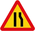 Road narrows on right side