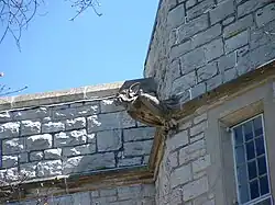 Hokie Stone surface detail view, with gargoyle.