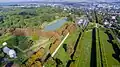 Aerial view of the terrace at Meudon, with the Bel Air pond