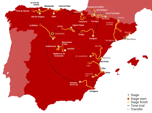 Route of the 2023 Vuelta a España