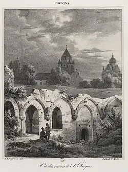 Vue des ruines de Saint-Jacques, from Vues de Provins, 1822.
