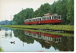 WVB 4143+5290+5312 on the Museum tram line at the Kalfjeslaan; 27 May 1981.