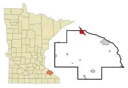 Location of Lake City within Wabasha County in the state of Minnesota