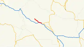 A map indicating the path of the highway in relation to others in the area.