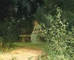A woman sitting on a bench