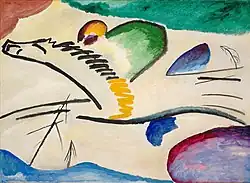 Wassily Kandinsky, 1911, Reiter (Lyrishes), oil on canvas, 94 x 130 cm, Museum Boijmans Van Beuningen, Rotterdam – Expressionism
