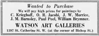 Advertisement for Watson Galleries, 1930