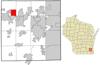 Location in Waukesha County and the state of Wisconsin.