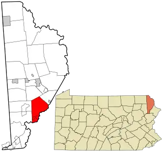 Location in Wayne County and the state of Pennsylvania.