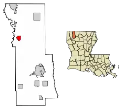 Location of Cotton Valley in Webster Parish, Louisiana.
