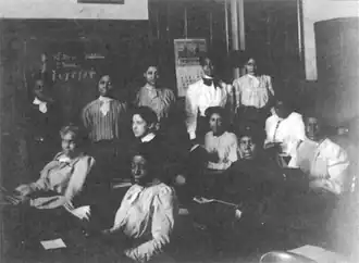 West End Adult Evening School, Boston, c. 1890s; photo by A.H. Folsom (Boston Public Library)