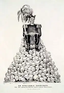 "An Available Candidate: The One Qualification for a Whig President". Political cartoon about the 1848 presidential election which refers to Zachary Taylor or Winfield Scott, the two leading contenders for the Whig Party nomination in the aftermath of the Mexican–American War. Published 1848, digitally restored.