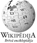 The Latvian Wikipedia's original logo. Note that "Wikipēdija" was spelled with a 'W' from 22 September 2004 to 1 June 2005