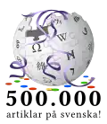 Swedish Wikipedia's 500,000 article logo (September 2012)
