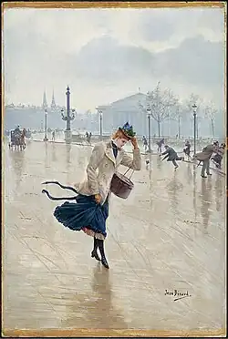 Windy Day, Place de la Concorde (c. 1890), Oil on panel, 22 1/16 x 14 13/16 in. (56 x 37.6 cm), Clark Art Institute
