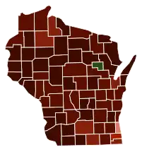 Image 7Map of counties in Wisconsin by racial plurality, per the 2020 U.S. census Legend Non-Hispanic White   40–50%   60–70%   70–80%   80–90%   90%+ Native American   80–90% (from Wisconsin)