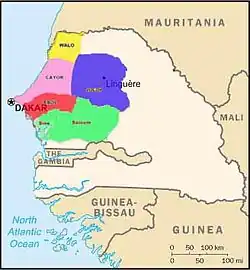 Constituent states of the Wolof Empire, c. 1400