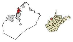 Location of Vienna in Wood County, West Virginia.