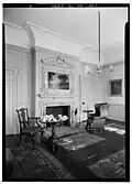 Parlor, Woodford Mansion, Philadelphia, Pennsylvania. The carved overmantel (1756) is attributed to Harding.