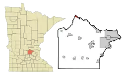 Location of the city of Clearwater within Wright County, Minnesota