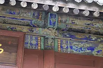 Ming dynasty decorations on Jialan Hall at Foguang Temple.