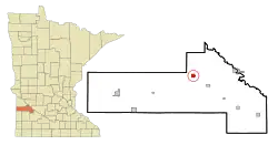 Location of Clarkfield within Yellow Medicine County, Minnesota