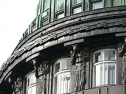 Atlas figures (1905), Zacherl House, Vienna, Austria, Jože Plečnik, architect.