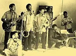Jazz and reggae concert on the street in Spanish Town, Jamaica (1979)