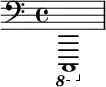 { \clef bass \ottava #-1 c,,,1 }