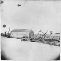 View of Washington Navy Yard's dock, circa 1867